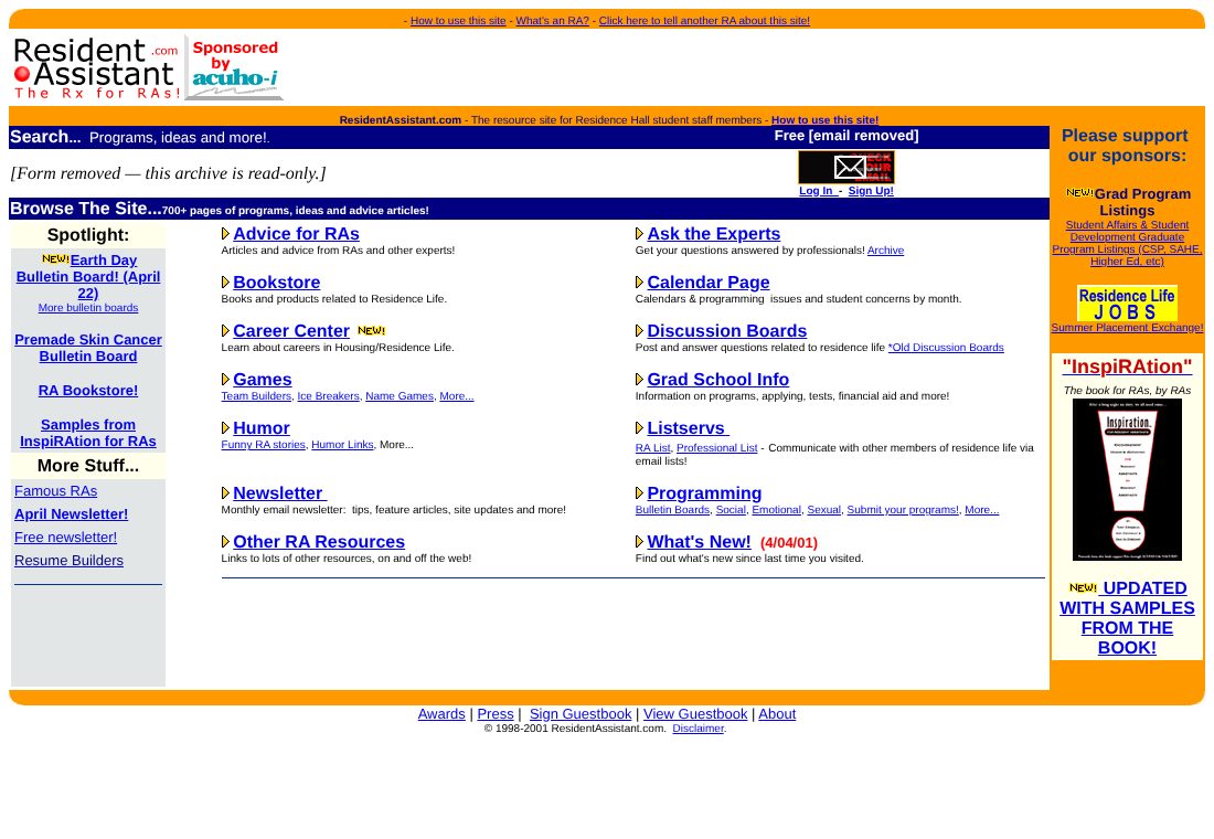 The site around 2001
